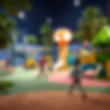 An interactive outdoor play area showcasing children participating in various activities.