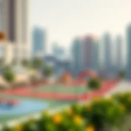 A vibrant nursery sports facility in an urban environment