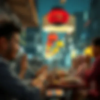 Diners enjoying a meal, reflecting community and cultural connections