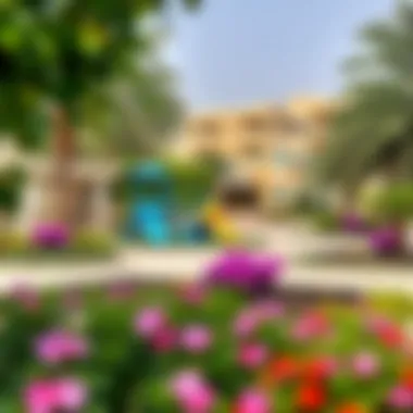 Vibrant community park in Qusais with lush greenery and recreational facilities.