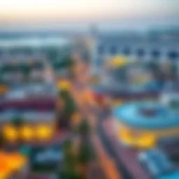 A panoramic view of Qusais showcasing modern architecture and traditional elements.