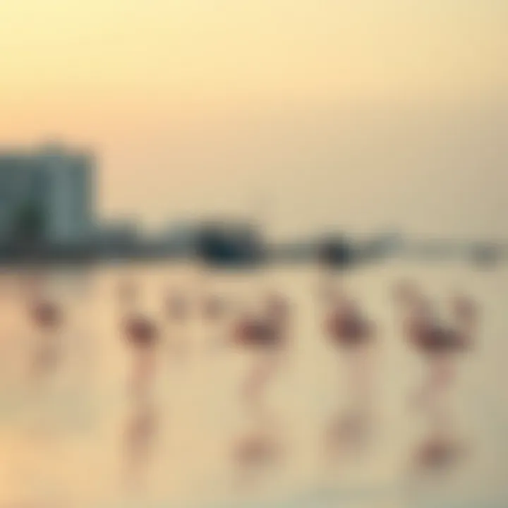 Flamingos wading gracefully in the tranquil waters of Rasal Khor