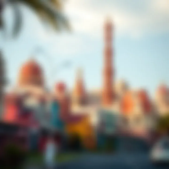 Cultural Heritage: Landmarks Defining Dubai's Neighborhoods Colorful cultural landmarks in a Dubai community