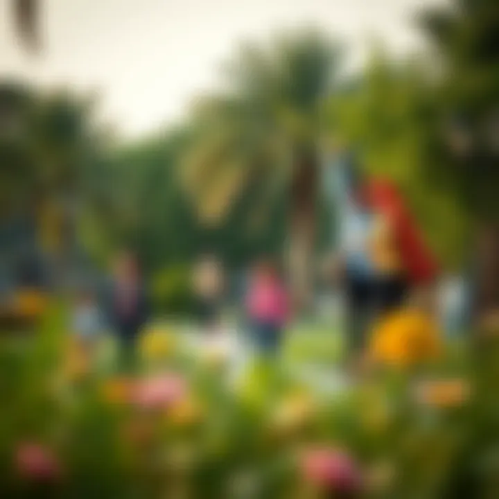 Families enjoying leisure activities at Satwa Park