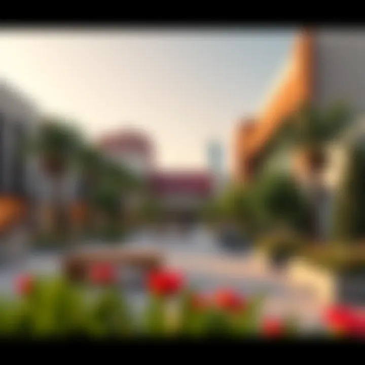 Lush landscaping and public spaces in Satwa Square inviting community engagement