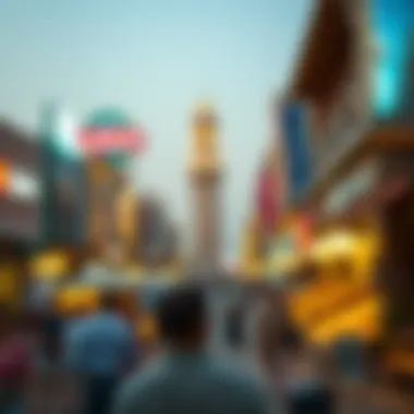 Vibrant street scene depicting local culture at Satwa Square