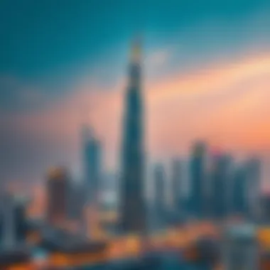 Panoramic view of Silicon Plaza Tower within the Dubai skyline