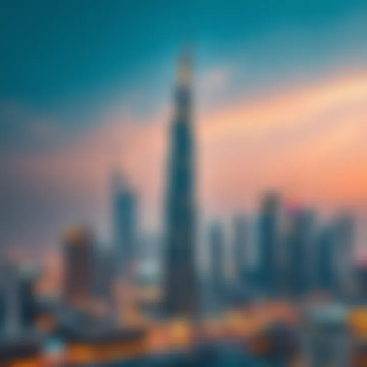 Panoramic view of Silicon Plaza Tower within the Dubai skyline