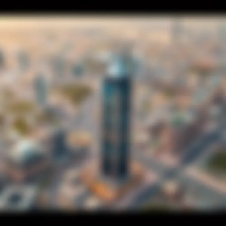 Aerial view of Arjan showcasing Siraj Tower and its surroundings