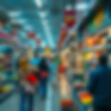 A glimpse of a bustling supermarket interior