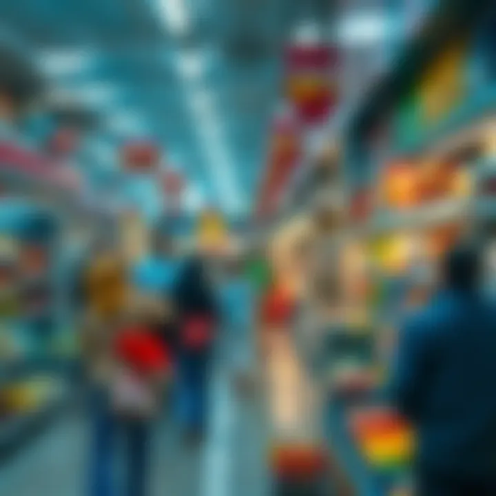 A glimpse of a bustling supermarket interior