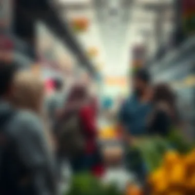 Local residents engaging with supermarket offerings