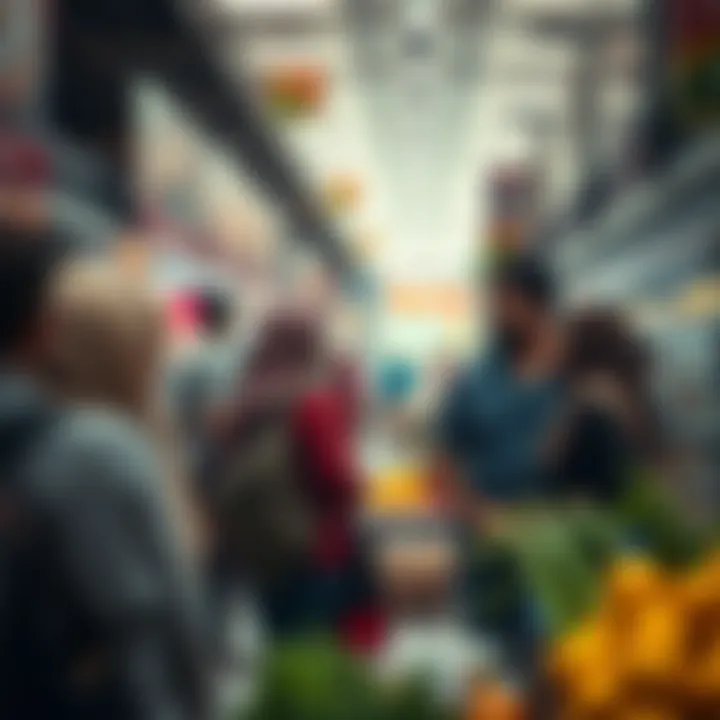 Local residents engaging with supermarket offerings