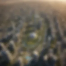 Aerial view of Tecom Dubai Internet City showcasing modern architecture and green spaces