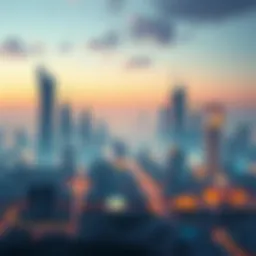 A digital skyline representing an Internet City