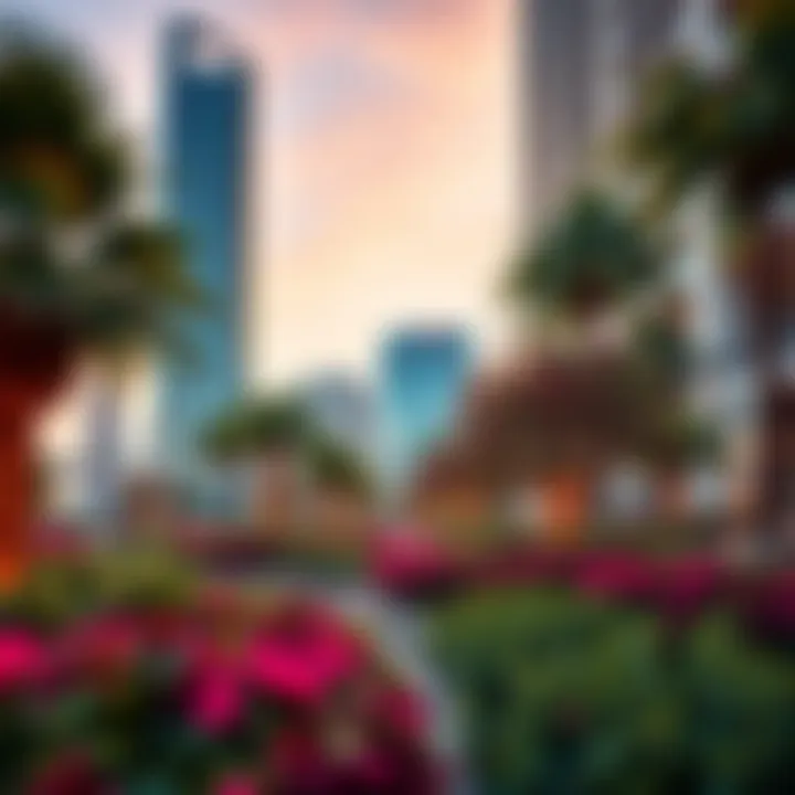 Lush landscaping surrounding the Dana Building, reflecting modern urban design trends.