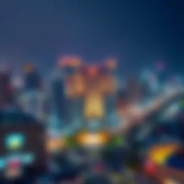 A panoramic view of the Dana Building amidst the vibrant urban landscape of Dubai.
