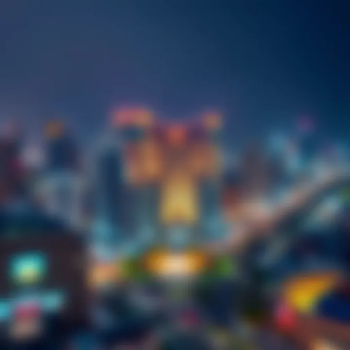 A panoramic view of the Dana Building amidst the vibrant urban landscape of Dubai.
