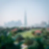 A breathtaking view of Dubai's skyline with lush green parks in the foreground