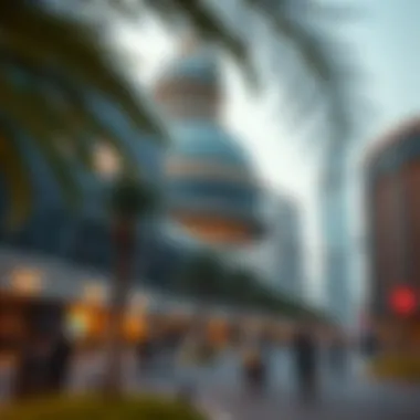 Engaging community areas surrounding Dome Tower Community spaces around Dome Tower Al Jaddaf