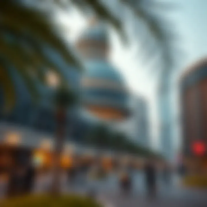 Engaging community areas surrounding Dome Tower Community spaces around Dome Tower Al Jaddaf