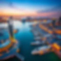 Panoramic view of Dubai Harbour showcasing modern architecture and waterfront