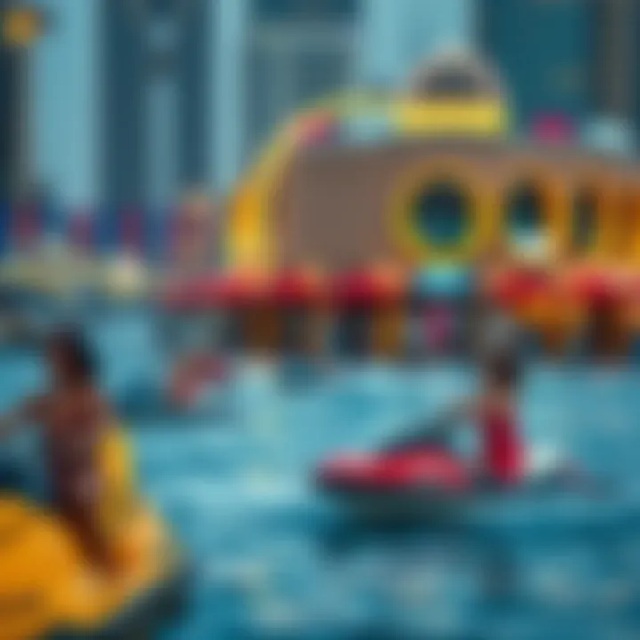 Engaging Recreational Activities at Dubai Harbour Recreational activities taking place at Dubai Harbour including water sports