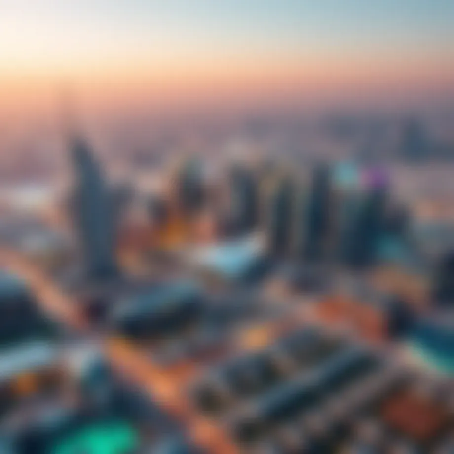 Aerial view of Meydan showcasing its modern skyline