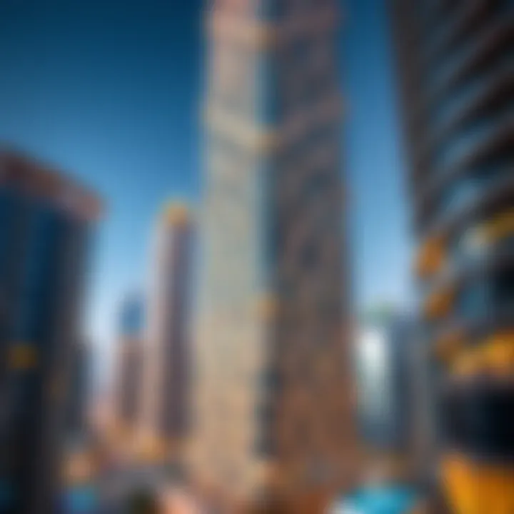 Architectural close-up showcasing intricate details of Nastaran Tower