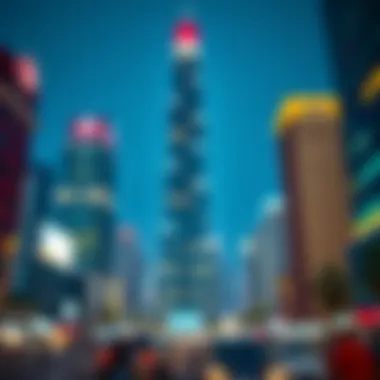 Pinnacle Tower surrounded by the vibrant urban landscape of Dubai