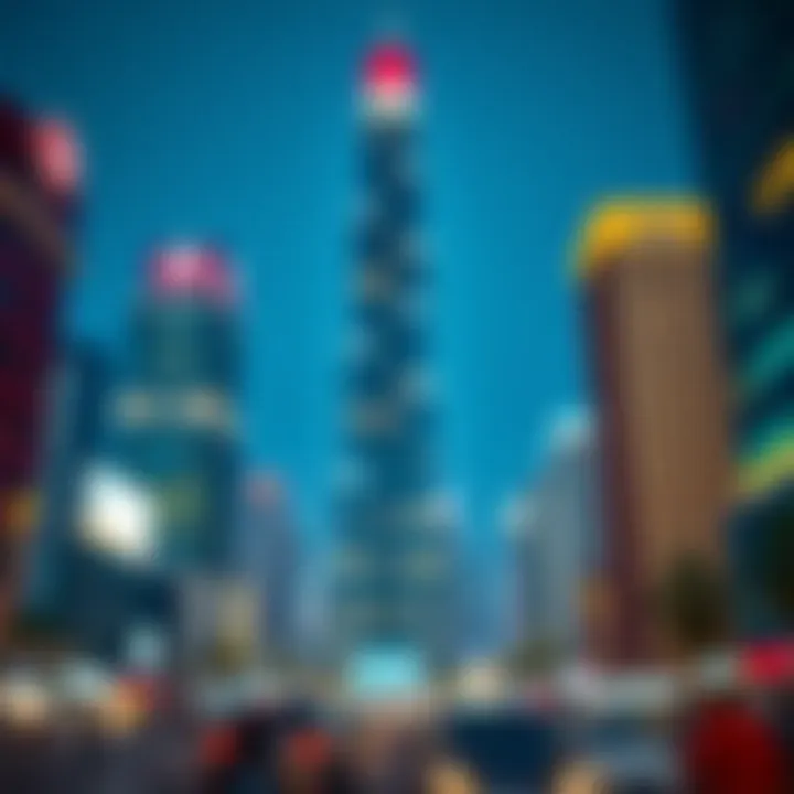Pinnacle Tower surrounded by the vibrant urban landscape of Dubai