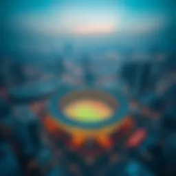 Aerial view showcasing the iconic architecture of Dubai Sports City.