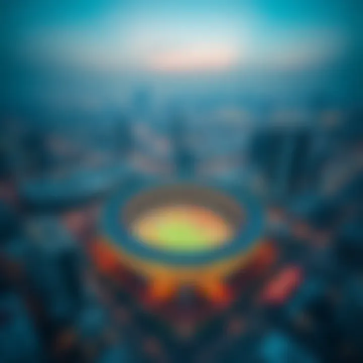 Aerial view showcasing the iconic architecture of Dubai Sports City.