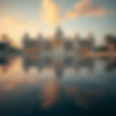 A stunning view of the White Palace reflecting in the water.