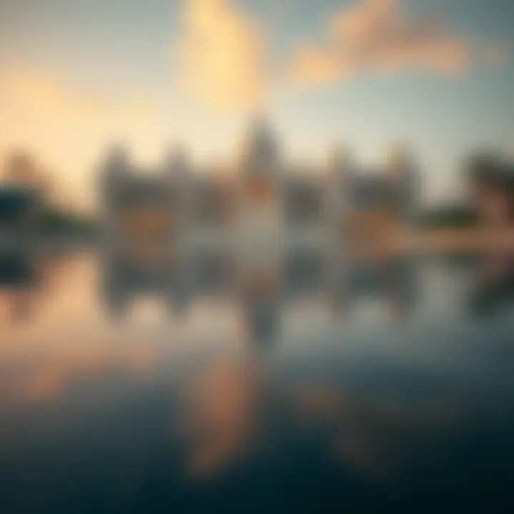 A stunning view of the White Palace reflecting in the water.