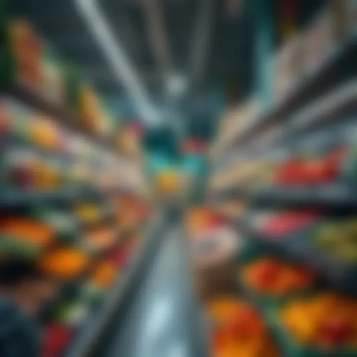 Fresh Produce Aisles Aisles filled with fresh produce illustrating the supermarket's diverse offerings.