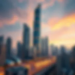 Stunning exterior view of Vision Tower against the Dubai skyline