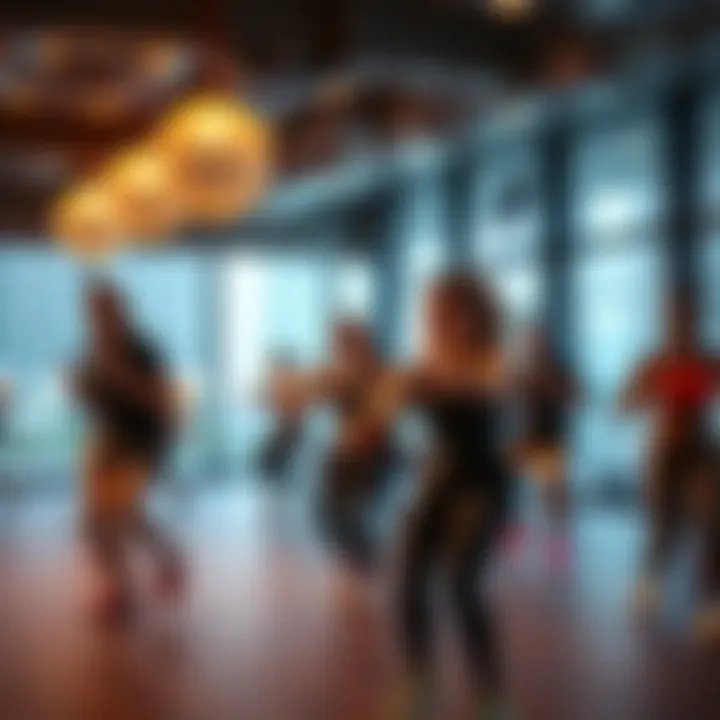 Group fitness class in action