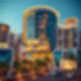 A striking view of Gate Village 6 showcasing its contemporary architecture