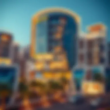 A striking view of Gate Village 6 showcasing its contemporary architecture