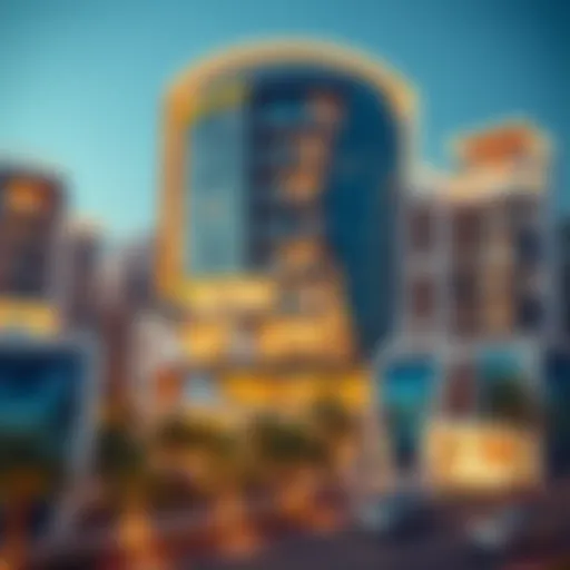 A striking view of Gate Village 6 showcasing its contemporary architecture