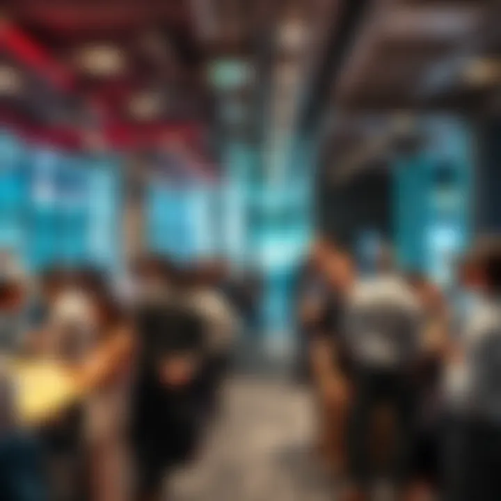 Networking Event in Internet City Networking event in a contemporary workspace