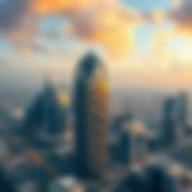 Dome Tower in the JLT Skyline Aerial view of JLT with Dome Tower as a focal point in the skyline