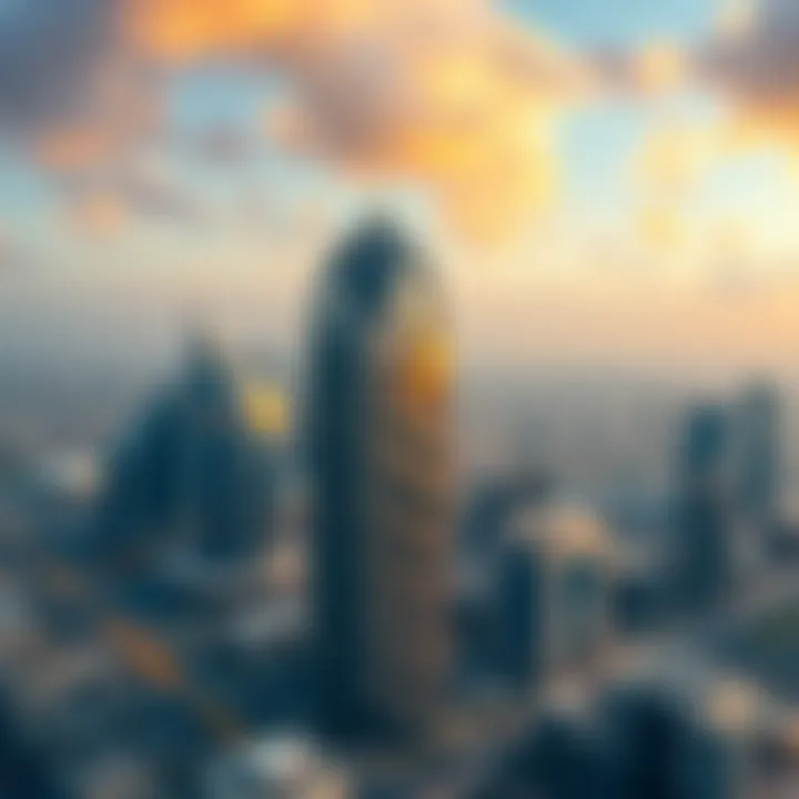 Dome Tower in the JLT Skyline Aerial view of JLT with Dome Tower as a focal point in the skyline