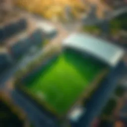 Aerial view of JLT Football Pitch showcasing its lush green field
