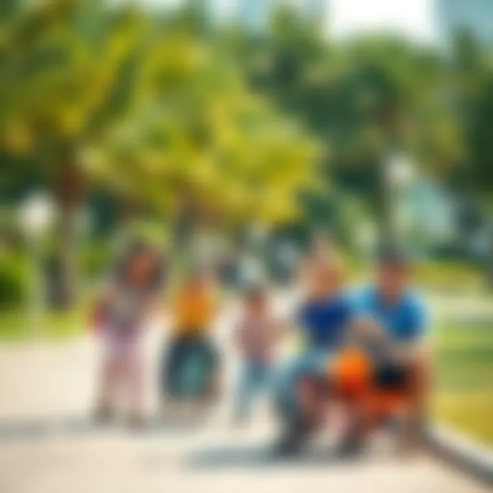 Families enjoying recreational activities in JLT Park, illustrating community engagement
