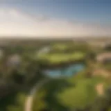 Panoramic view of Jumeirah Golf Estate showcasing lush green landscapes and luxurious villas