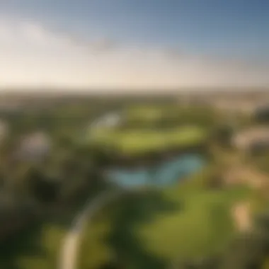 Panoramic view of Jumeirah Golf Estate showcasing lush green landscapes and luxurious villas