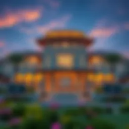 Exterior view of the Jumeirah Golf Estates Club House showcasing its architectural design