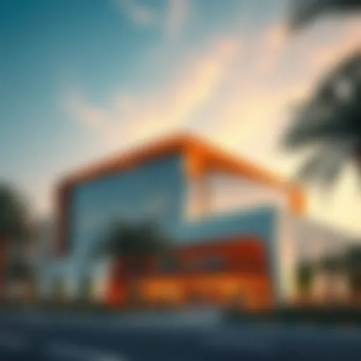 Exterior view of Jumeirah Islands Pavilion showcasing its modern architecture